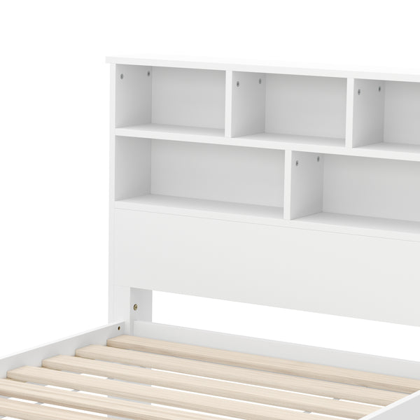 Bett Holz HALIFAX mit Stauraum und Schublade 90 x 200 cm weiss