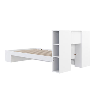 Bett Holz MADELYN mit Stauraum und Schublade 120 x 200 cm weiss