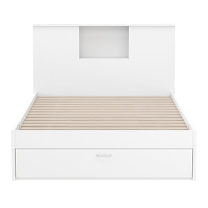 Bett Holz MADELYN mit Stauraum und Schublade 120 x 200 cm weiss