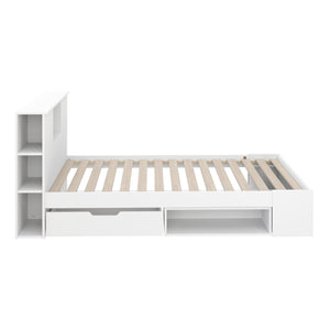 Bett Holz MADELYN mit Stauraum und Schublade 120 x 200 cm weiss
