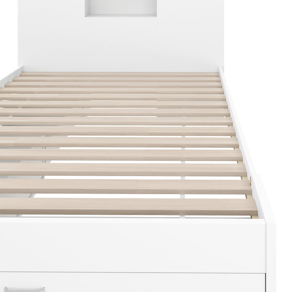 Bett Holz MADELYN mit Stauraum und Schublade 120 x 200 cm weiss