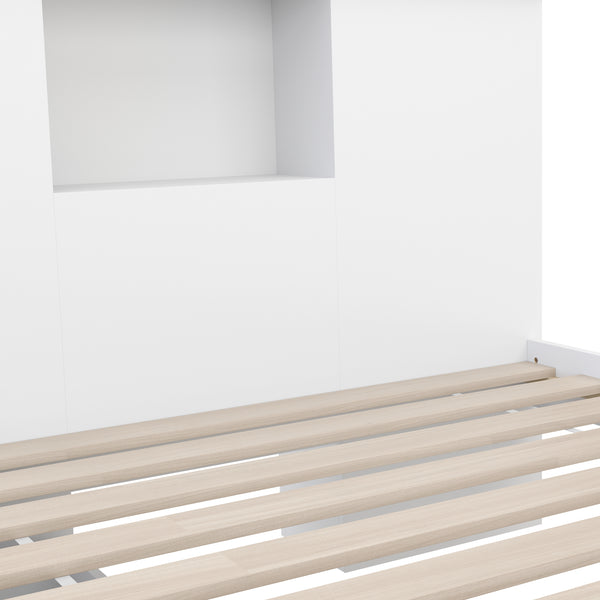 Bett Holz MADELYN mit Stauraum und Schublade 120 x 200 cm weiss