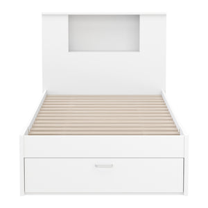 Bett Holz MADELYN mit Stauraum und Schublade 90 x 200 cm weiss