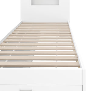 Bett Holz MADELYN mit Stauraum und Schublade 90 x 200 cm weiss