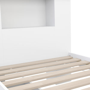 Bett Holz MADELYN mit Stauraum und Schublade 90 x 200 cm weiss