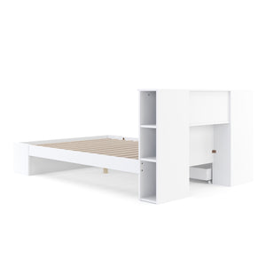 Bett Holz MADELYN mit Stauraum und Schublade 140 x 200 cm weiss
