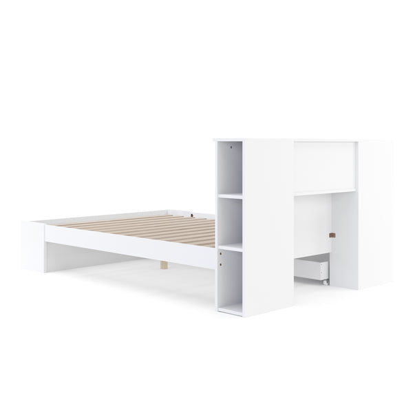 Bett Holz MADELYN mit Stauraum und Schublade 140 x 200 cm weiss