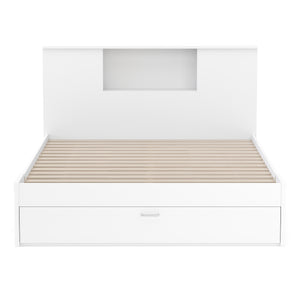 Bett Holz MADELYN mit Stauraum und Schublade 140 x 200 cm weiss