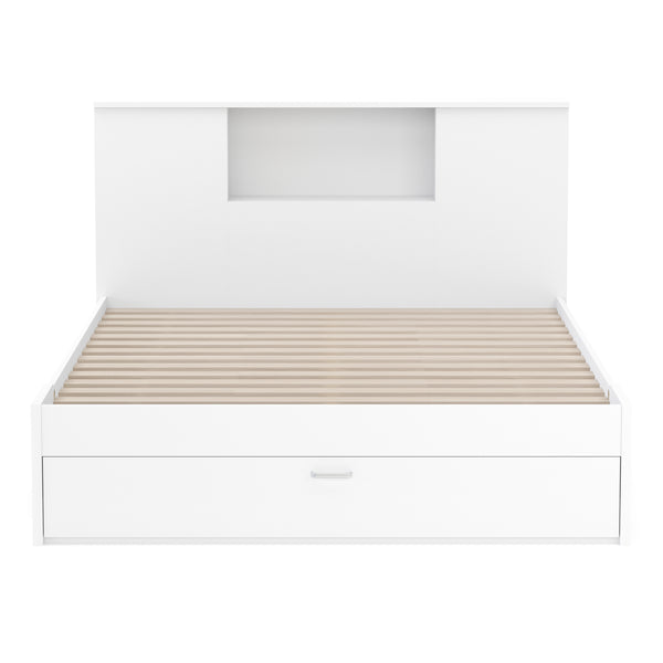 Bett Holz MADELYN mit Stauraum und Schublade 140 x 200 cm weiss