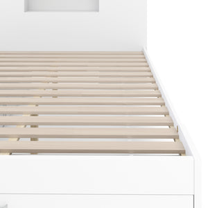 Bett Holz MADELYN mit Stauraum und Schublade 140 x 200 cm weiss
