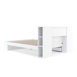 Bett Holz MADELYN mit Stauraum und Schublade 160 x 200 cm weiss