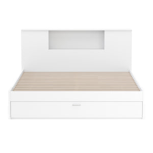 Bett Holz MADELYN mit Stauraum und Schublade 160 x 200 cm weiss