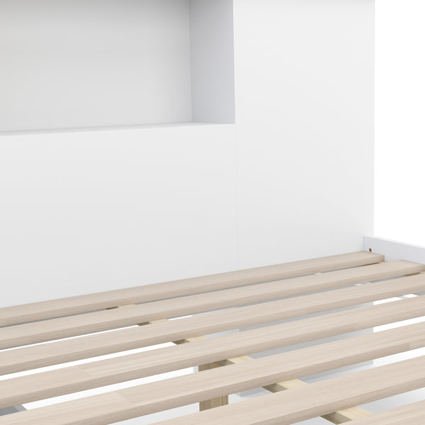 Bett Holz MADELYN mit Stauraum und Schublade 160 x 200 cm weiss