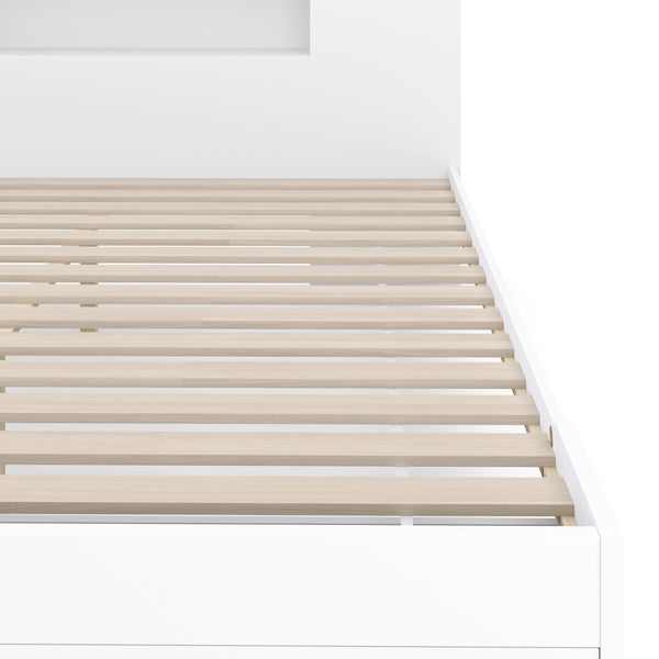 Bett Holz MADELYN mit Stauraum und Schublade 180 x 200 cm weiss