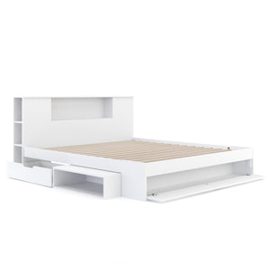 Bett Holz MADELYN mit Stauraum und Schublade 180 x 200 cm weiss