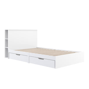 Bett Holz MARGARET mit Stauraum und Schubladen 120 x 200 cm weiss