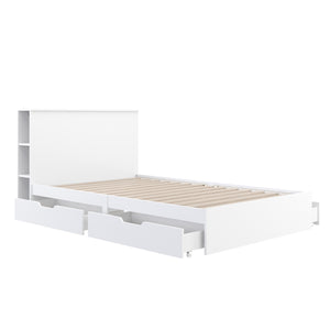 Bett Holz MARGARET mit Stauraum und Schubladen 120 x 200 cm weiss