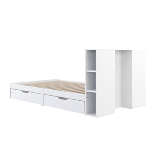 Bett Holz MARGARET mit Stauraum und Schubladen 120 x 200 cm weiss