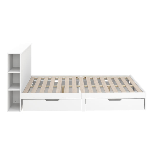 Bett Holz MARGARET mit Stauraum und Schubladen 120 x 200 cm weiss