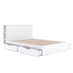 Bett Holz MARGARET mit Stauraum und Schubladen 140 x 200 cm weiss