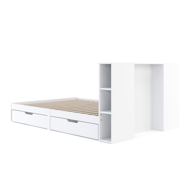 Bett Holz MARGARET mit Stauraum und Schubladen 140 x 200 cm weiss