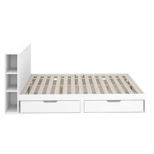 Bett Holz MARGARET mit Stauraum und Schubladen 140 x 200 cm weiss