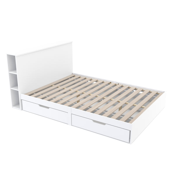 Bett Holz MARGARET mit Stauraum und Schubladen 140 x 200 cm weiss