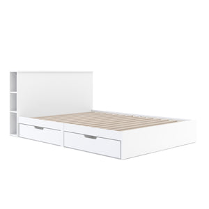Bett Holz MARGARET mit Stauraum und Schubladen 140 x 200 cm weiss