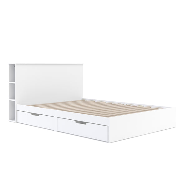 Bett Holz MARGARET mit Stauraum und Schubladen 140 x 200 cm weiss
