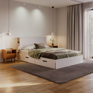 Bett Holz MARGARET mit Stauraum und Schubladen 140 x 200 cm weiss