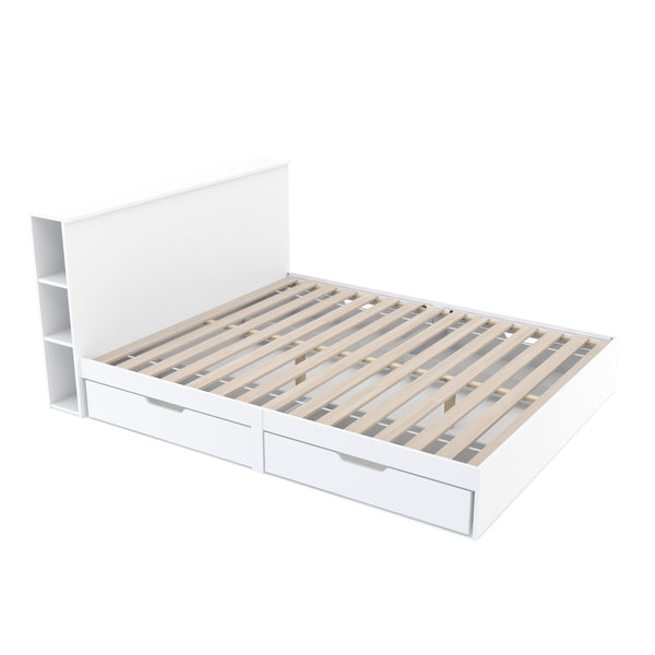 Bett Holz MARGARET mit Stauraum und Schubladen 160 x 200 cm weiss