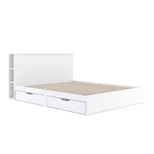 Bett Holz MARGARET mit Stauraum und Schubladen 160 x 200 cm weiss