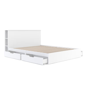 Bett Holz MARGARET mit Stauraum und Schubladen 160 x 200 cm weiss