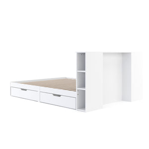 Bett Holz MARGARET mit Stauraum und Schubladen 160 x 200 cm weiss
