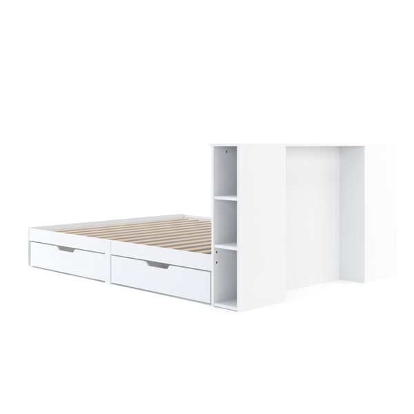 Bett Holz MARGARET mit Stauraum und Schubladen 160 x 200 cm weiss