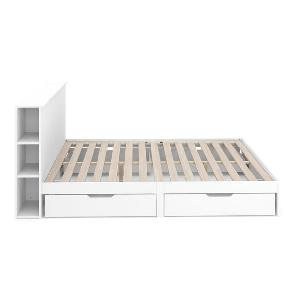 Bett Holz MARGARET mit Stauraum und Schubladen 160 x 200 cm weiss