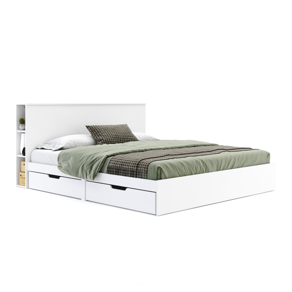 Wooden bed MARGARET with storage space and drawers 180 x 200 cm white