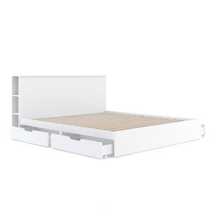 Bett Holz MARGARET mit Stauraum und Schubladen 180 x 200 cm weiss