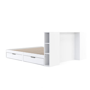 Bett Holz MARGARET mit Stauraum und Schubladen 180 x 200 cm weiss