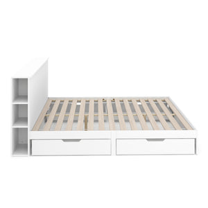 Bett Holz MARGARET mit Stauraum und Schubladen 180 x 200 cm weiss