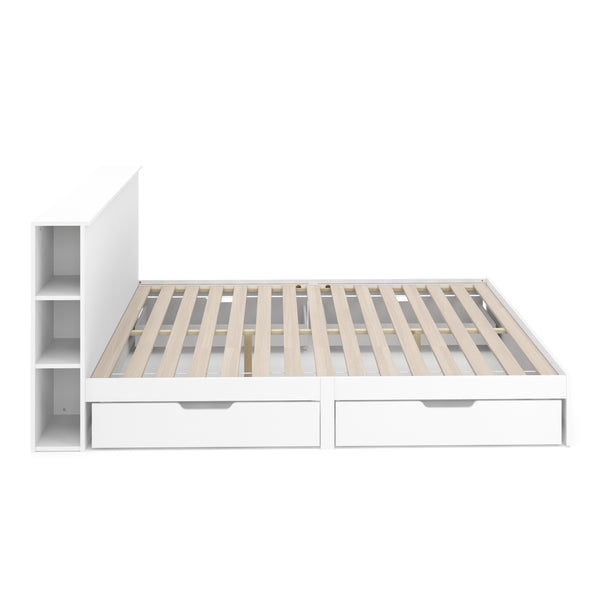 Bett Holz MARGARET mit Stauraum und Schubladen 180 x 200 cm weiss