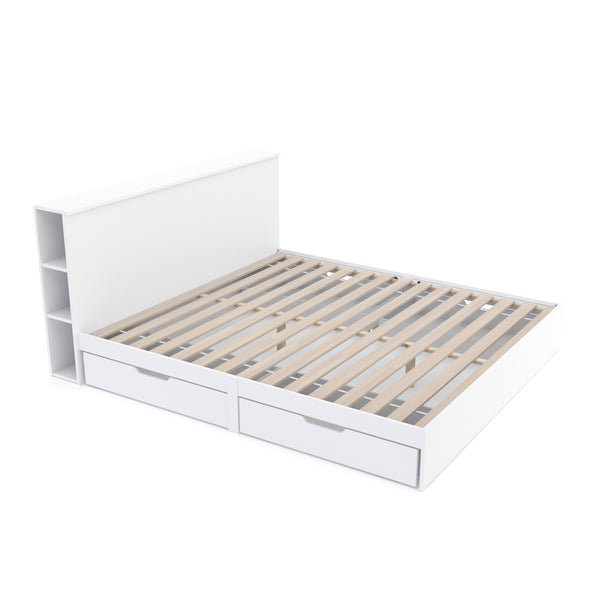 Bett Holz MARGARET mit Stauraum und Schubladen 180 x 200 cm weiss