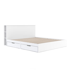 Bett Holz MARGARET mit Stauraum und Schubladen 180 x 200 cm weiss