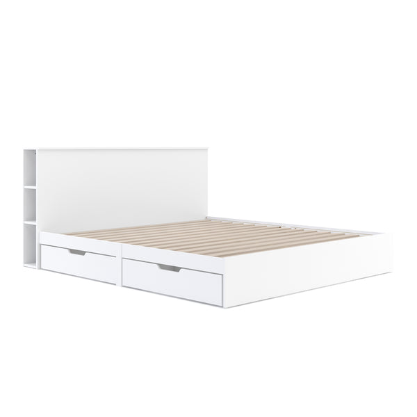 Bett Holz MARGARET mit Stauraum und Schubladen 180 x 200 cm weiss