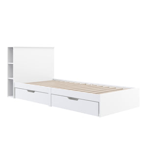 Bett Holz MARGARET mit Stauraum und Schubladen 90 x 200 cm weiss