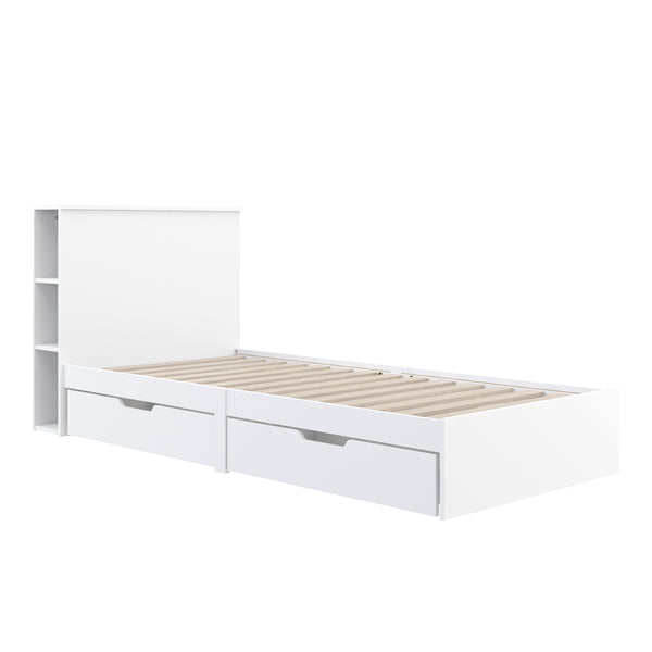 Bett Holz MARGARET mit Stauraum und Schubladen 90 x 200 cm weiss