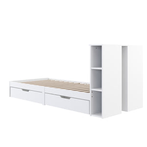 Bett Holz MARGARET mit Stauraum und Schubladen 90 x 200 cm weiss