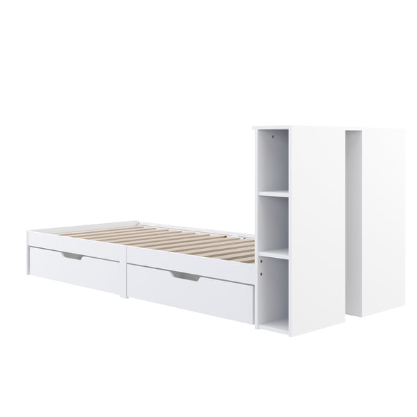 Bett Holz MARGARET mit Stauraum und Schubladen 90 x 200 cm weiss