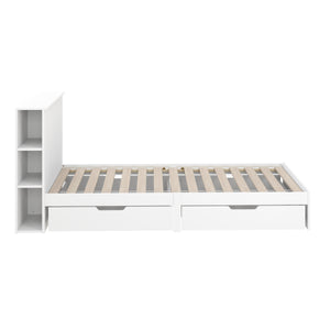 Bett Holz MARGARET mit Stauraum und Schubladen 90 x 200 cm weiss