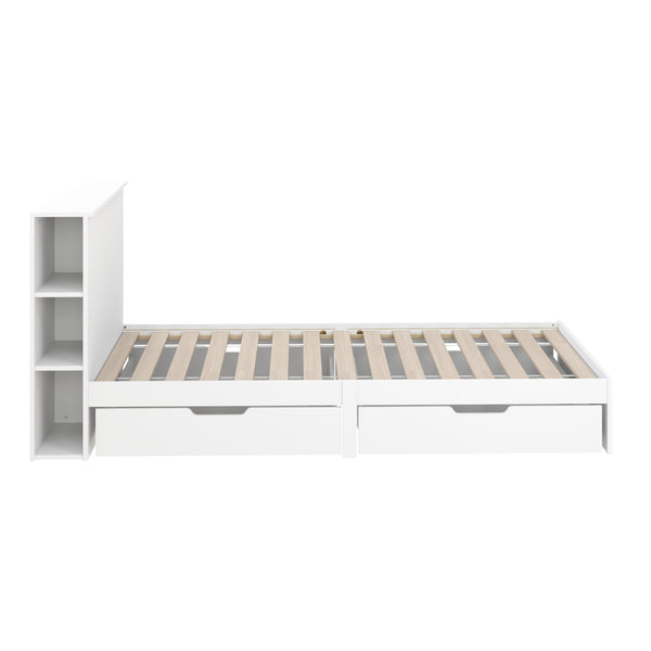 Bett Holz MARGARET mit Stauraum und Schubladen 90 x 200 cm weiss